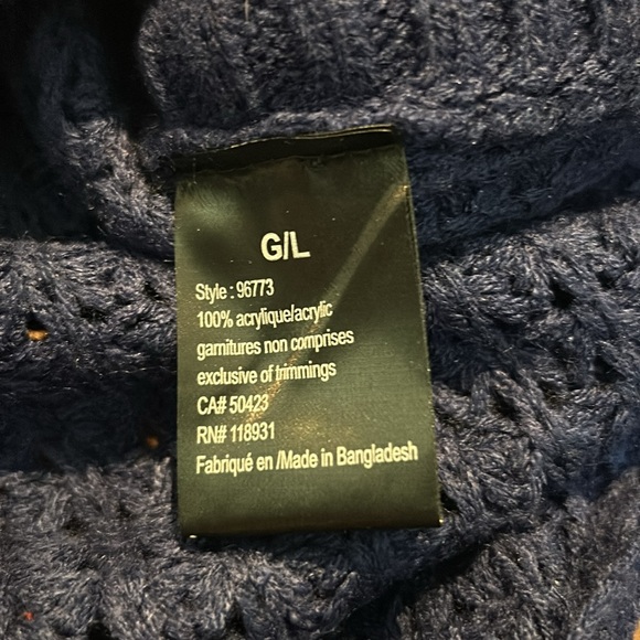 Navy Blue Cowl Neck Sweater Size L - Picture 2 of 3